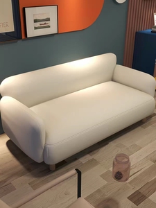 Sofá Moderno de Tela Tapizado con Brazos Rectos, Cojín en la Respalda y Patas de Madera para Sala de Estar, Apartamento u Hotel - Product Image 4