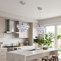Lustre suspendu réglable en cristal, base d'ampoule E27, luminaire moderne à montage encastré pour la maison et l'hôtel