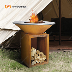 Nueva Tendencia: Parrilla de Barbacoa Moderna y Resistente para Exteriores, Mesa de Carbón de Acero Corten con Carrito y Dispositivo de Seguridad contra Llamas - Product Image 6