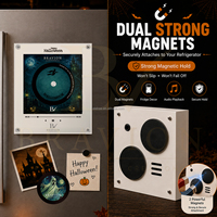 BRAVION Collection Musicale Joyeux Halloween, Ensemble d'aimants de réfrigérateur lumineux à induction NFC avec CD rotatif, Cadeau effrayant et hanté