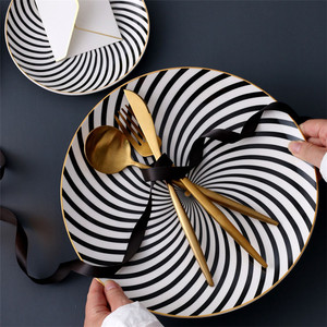 Wholesale Hotel Special Design Modern Dinner Plate Set Gold Rimmed Ceramic Dinner Set <strong>Dinnerware</strong> - Product Image 2