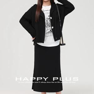 ชุดเสื้อคลุมมีฮู้ดและกระโปรงผ่าข้าง Runqi สีเทา ผ้าฝ้ายถัก สำหรับผู้หญิงไซส์พลัส ชุดลำลอง แขนยาว สีพื้น - Product Image 3