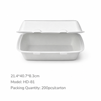 Boîte à lunch jetable en mousse à compartiment unique HD-81 de 8,3 pouces, boîte d'emballage pour hamburger, boîte à hamburger biodégradable pour la restauration rapide