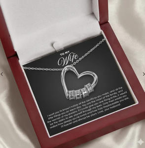 Collar con Colgante de Corazón de Cobre para Mi Esposa, con Tarjeta de Texto Personalizado y Cuentas Grabadas, Regalo Romántico Clásico Personalizado para Esposo - Product Image 1