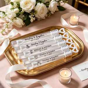 Wedding Custom Name Date <b>Stickers</b> Mini <b>Bubble</b> Wands Tubes, Waterproof Clear Labels for Party - Product Image 3