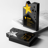 Nouveau trophée en cristal d'obsidienne pentagramme JS-36354C haut de gamme fabriqué en Chine, gravure personnalisée, autorisation de partenariat distributeur