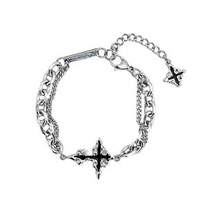 New Arrival Y2K Style Stainless Steel <b>Black</b> Cross Bangle Urban Fashion Skatewear <b>Bracelet</b> Gift for Men <b>Women</b> Teens Customizable - Product Image 5