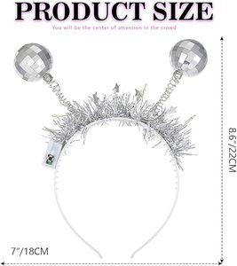 Serre-tête LED lumineux pour fête d'anniversaire, accessoires de cheveux pour femmes, serre-têtes boule disco - Product Image 3