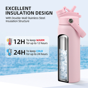 24oz Insulated Stainless Steel Water Bottle with Dual Use Lid Custom Logo Vacuum <b>Flask</b> for Sports Gym Fitness Workout - Product Image 4