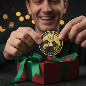 Regalo di divertimento creativo per feste piatte rotonde placcate in oro - Product Image 3