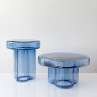 Table basse en verre 22'' 15'' 55cm 38cm, table d'appoint, lot de 2 pièces, diamètre 550*300mm, diamètre 380*450mm, table à manger ronde 550mm 380mm
