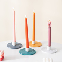 Porte-bougie en céramique non vernie HY Nordic, pour bougies coniques, décoration de table pour dîner aux chandelles.