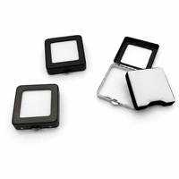 Boîte de présentation personnalisée pour pierres précieuses avec fermeture à pression métallique, fenêtre transparente, insert en coton, noir et argent, organisateur de bijoux pour diamants et rubis en vrac