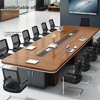 Grande table de conférence de bureau moderne et minimaliste en bambou avec combinaison de chaises amovibles pour salles de conférence/d'formation