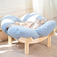 Cama para Gatos de Madera con Cojín, Sofá Cama para Mascotas, Silla Elevada para Gatos de Interior, Adecuada para Cachorros, Muebles para Gatos