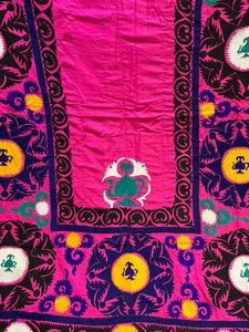 Couverture brodée traditionnelle, couverture en patchwork artisanale, couverture brodée ethnique, couverture décorative faite à la main, couverture florale traditionnelle - Product Image 5