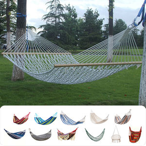 Atmungsaktives Doppel netz Hängematte Outdoor Fishing Style Schaukel Anti Tip Nylon Seil Hänge bett mit Holz verteiler - Product Image 2