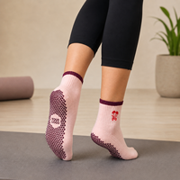 Chaussettes de yoga et de pilates personnalisables, antidérapantes, en coton, pour la pratique de la remise en forme en intérieur, chaussettes de pilates tricotées pour femmes avec logo