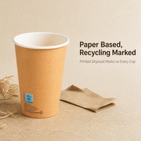 Gobelet en papier jetable de 12 oz à paroi simple avec bord roulé pour boissons chaudes et froides, café, thé, jus, boissons glacées