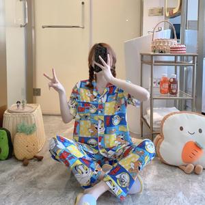 睡衣女短袖长裤夏季睡衣睡衣套装可爱卡通睡衣套装新款家居服 - Product Image 4