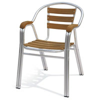 Chaises de salle à manger en bois de restaurant accoudoir de café bistrot en aluminium empilable en usine
