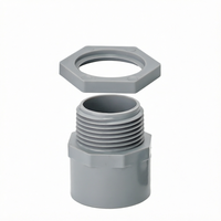 Adaptateur mâle en PVC gris PST PTA-050L avec surface lisse et écrou de blocage, certifié ETL pour la connexion de tuyaux en PVC