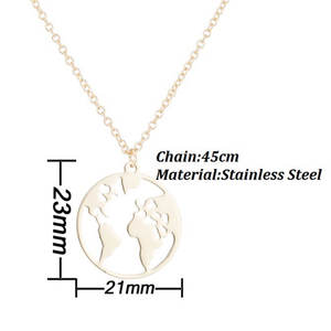 Venta al por mayor 18 pulgadas <span class=keywords><strong>de</strong></span> acero inoxidable <span class=keywords><strong>todo</strong></span> <span class=keywords><strong>el</strong></span> <span class=keywords><strong>mapa</strong></span> del <span class=keywords><strong>mundo</strong></span> collar Corea colgante collar China Fabricante Proveedor - Product Image 3