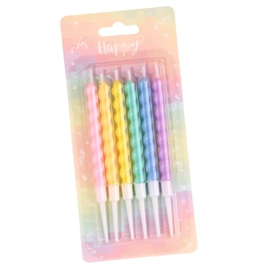 Twisted Spiral Birthday Candles Colorful Macaron Style Cake Decorations <b>Paraffin</b> Material Pack Of 6 - Product Image 2