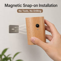Lampe murale à détecteur de mouvement double face en noyer, rechargeable, pour intérieur, escalier, couloir, avec capteur de lumière PIR double et liaison synchrone de 10 m