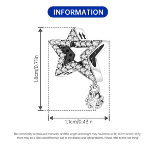 DIY white brass star-shaped tassel <b>beaded</b> <b>bracelet</b> with unique design, featuring inlaid stones, for women - Product Image 3