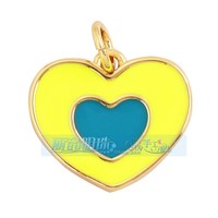 Vente en gros DIY Bracelet Collier Bijoux Cuivre Plaqué Or Accessoires Gouttes d'huile multicolores Géométrique Cercle Coeur Pendentif