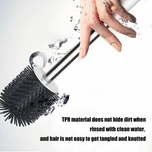Brosse de nettoyage de toilettes en silicone en gros avec manche long et tête flexible et pliable - Product Image 6