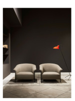Fauteuil de salon moderne rembourré avec dossier incurvé, chaise d'appoint en tissu pour salon