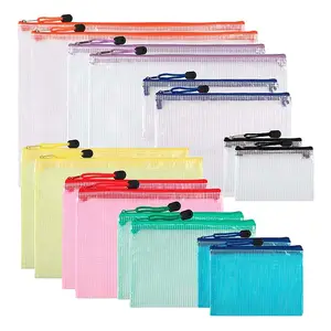 Großhandel wasserdicht PVC Brief A4 Kunststoff Mesh Reiß verschluss Schule Büro Datei Ordner Organizer Dokumenten halter Aufbewahrung beutel Taschen