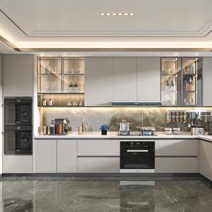 SANTOPOVA 3d Wooden Kitchen <b>Cabinets</b> Set for Condo Open Modern Furniture Cuisine Complete Farmhouse Modular <b>Cabinets</b> Kitchen - Product Image 4