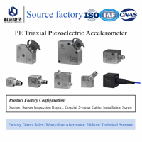 Akselerometer Triaksial Suhu Tinggi Sensor Akselerasi Keluaran Muatan PE Transduser Getaran Piezoelektrik 800g 25pC/g 5kHz