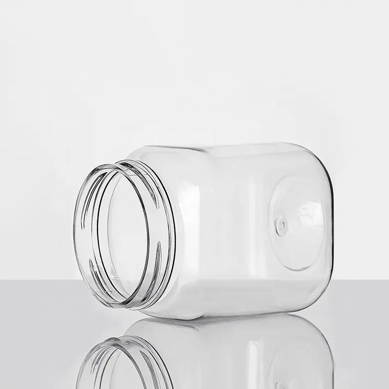 RTS transparente mantequilla de maní y mermelada embalaje canpeanut botella de mantequilla tarro de plástico botella de salsa de comida