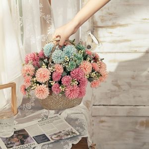 Bouquet de fleurs artificielles CallaFloral bleu clair et rose, décoration de mariage, arrangement en panier à main, décoration artisanale haute simulation - Product Image 1