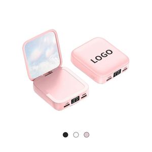 Pink Mini Portable Charger Custom Color Cell Phone Small 10000mah <b>Square</b> Mirror Power Bank with Logo - Product Image 1
