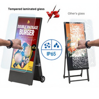 Señalización Digital Exterior Portátil con Batería, Pantalla LCD Impermeable para Publicidad Móvil