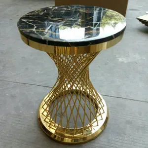 hot sale design stainless steel marble top side end table