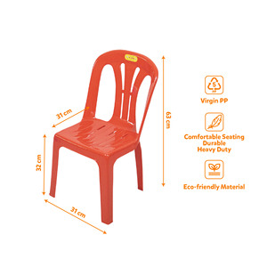 PP Plastic <b>Chair</b> 3 Stripe Backrest Small <b>Garden</b> <b>Chair</b> <b>Stackable</b> Waterproof Lightweight Patio <b>Chair</b> for Home - Product Image 2