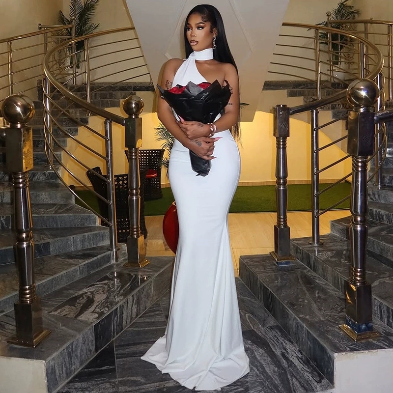 green emerald velvet dress Custom Made White and Black Prom Dresses with High Leg Slit, White and –  jbydress main image 1