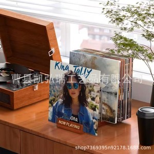 Wooden desktop <b>standing</b> vinyl <b>record</b> holder/organizer for home use. - Product Image 3