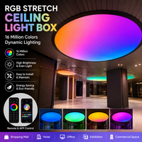 Boîte à lumière en tissu extensible PVC à LED RVB à changement de couleur, idéale pour les salles d'exposition automobiles, les studios de danse et les plafonds de bars