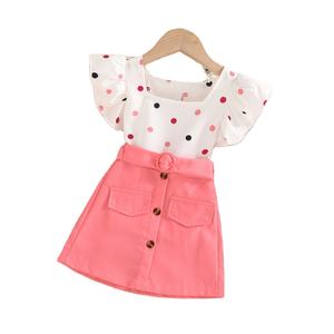 Детский костюм: топ в горошек + юбка, комплект из 2 предметов для девочек - Product Image 1