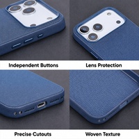 Coque de téléphone à texture tissée C0171 pour iPhone 16 17 Air 15 Pro 14 13 Pro Max 12 11 18 avec protection d'objectif
