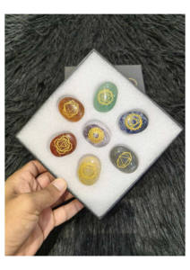 Seven Chakra <b>Crystal</b> Oval <b>Set</b> Metaphysical Healing Energy Wholesale Natural Engraved Oval Stone <b>Crystal</b> Handmade Carving Stones - Product Image 3