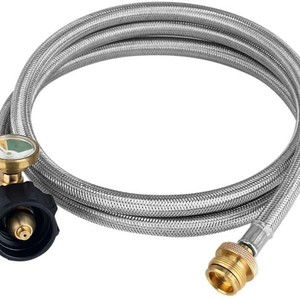 Tuyau de propane en acier inoxydable avec manomètre 6FT pour connexion de barbecue portable - Product Image 5