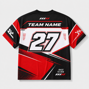 T-shirt graphique Racing Culture à rayures rouges et blanches, style Motorsport, tee-shirt streetwear surdimensionné - Product Image 2